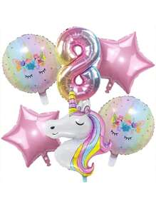Globos de unicornio - Decoración de fiesta de cumpleaños de unicornio - Conjunto de globos de papel de aluminio - Macarons y globos de unicornio para boda, fiesta de cumpleaños, festival de música, suministros navideños