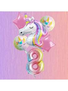Globos de unicornio - Decoración de fiesta de cumpleaños de unicornio - Conjunto de globos de papel de aluminio - Macarons y globos de unicornio para boda, fiesta de cumpleaños, festival de música, suministros navideños
