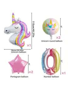 Globos de unicornio - Decoración de fiesta de cumpleaños de unicornio - Conjunto de globos de papel de aluminio - Macarons y globos de unicornio para boda, fiesta de cumpleaños, festival de música, suministros navideños