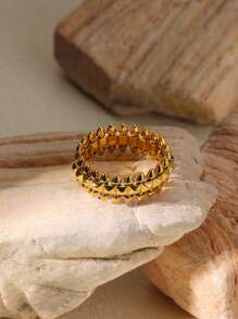 1 Stück Vintage Edelstahl-Kugel-Ring für Frauen, goldfarbener geometrischer Ring, Boho-Schmuck, Hip-Hop-Party-Schmuck, Geschenke