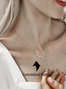 Personalized Birthstone Name Necklace, Custom Silver Stainless Steel Name Necklace, Script Name Necklaces, Mum Necklace, Personalized Christmas Gift For Her Valentine's Day Gift