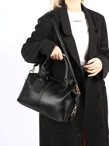 1 pieza Bolso de hombro de mujer de moda, adecuado como regalo del Día de la Madre, diseño minimalista y casual, bolso de hombro y cruzado para dama, bolso para mamá de mediana edad, de cuer - Negro - Ver 9