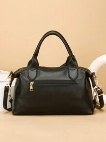 1 pieza Bolso de hombro de mujer de moda, adecuado como regalo del Día de la Madre, diseño minimalista y casual, bolso de hombro y cruzado para dama, bolso para mamá de mediana edad, de cuer - Negro - Ver 5
