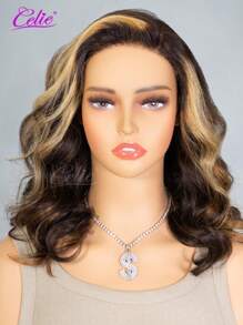 CELIE Celie Hair Glueless Loose Body Wave 2/30/27 Highlight With Skunk Stripe Short Bob Wig Pre-Cut 6*5 Lace Closure Wig