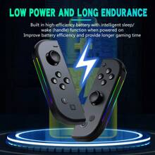 带 8 色 RGB 灯的轻型无线游戏手柄，左右键兼容 Switch/Lite/Switch OLED，带 6 轴陀螺仪、涡轮增压和振动 - 彩色 - 查看 10