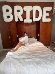 5pcs 16inch White Foil "BRIDE" Letter Balloons Set, Suitable For Bridal Room Decoration, Wedding Venue Decor, Bachelorette Party Photo Props