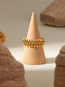 1 Stück Vintage Edelstahl-Kugel-Ring für Frauen, goldfarbener geometrischer Ring, Boho-Schmuck, Hip-Hop-Party-Schmuck, Geschenke