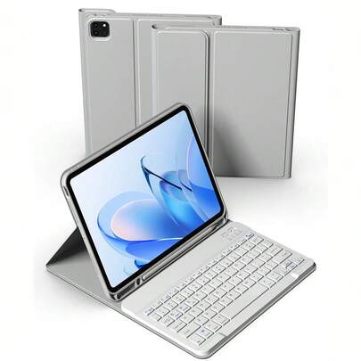 Wireless Keyboard Case Compatible With Ipad 10th Gen, Detachable Bluetooth Keyboard With Pencil Holder, 150mAh Battery, Auto Sleep/Wake, Suitable For IPad Air4/Air5 (7th/8th/9th Gen, 10.2 Inch) - Grey