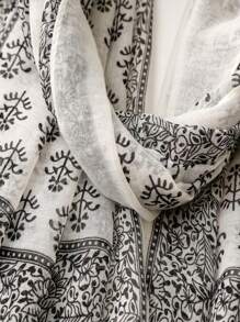 新款透气沙滩配饰流苏披肩，优雅波西米亚风围巾，时尚彩色条纹印花雪纺围巾，女士百搭轻盈大围巾，适合春夏穿着，户外防晒沙滩披肩 - 彩色 - 查看 7