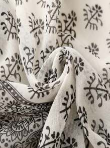 新款透气沙滩配饰流苏披肩，优雅波西米亚风围巾，时尚彩色条纹印花雪纺围巾，女士百搭轻盈大围巾，适合春夏穿着，户外防晒沙滩披肩 - 彩色 - 查看 6