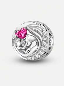 1 pieza Cuentas de plata de ley 925 con diseño de madre e hijo de moda para mujeres, apto para pulseras, brazaletes y manualidades de joyería, regalo para novia, joyería fina para damas