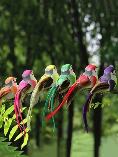6 piezas Estilo moderno Pájaros artificiales coloridos con clips, decoración de pájaros de plumas lindos, nido de pájaros, decoración de plumas falsas de plástico, adecuado para el hogar, Pascua, vacaciones y manualidades de jardín, accesorios en miniatura, estilo moderno, ocasión de Pascua, decoración de ramas de pájaros de espuma artificial, decoración navideña para el hogar Pájaros de plumas de colores