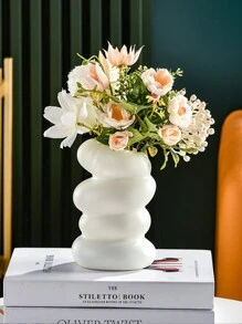 1 Pc Plastic Vase, Solid Color Flower Vase, Unbreakable Vase For Flower Arrangement, Creative Shaped Dry Flower Container, Large Capacity Planter, Multipurpose Flower Stand, Seedling Planter, Reusable And Durable, Suitable For Living Room, Bedroom, Kitchen, Bathroom, Outdoor, Party, Office, Banquet, Exhibition, Meeting, Fresh And Artificial Flowers Like Tulips, Roses, Succulents, Lilies Etc.