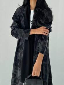 1 Piece Of Fashionable Simple Gradient Floral Print Women's Robe Abaya, Elegant Dress Robe Abaya, Modest Kaftan