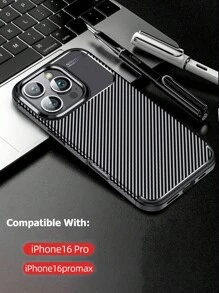 苹果1件装黑色碳纤维纹理防震TPU手机壳，兼容 11/12/13/14/15 Pro Max Plus/16 Pro Max - 黑色 - 查看 9