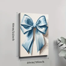1pc Framed Canvas Poster, Light Blue Bow Wall Art Canvas Paintings, Ideal Gift For Bedroom Living Room Corridor, Wall Art, Room Decoration - 彩色 - 查看 9