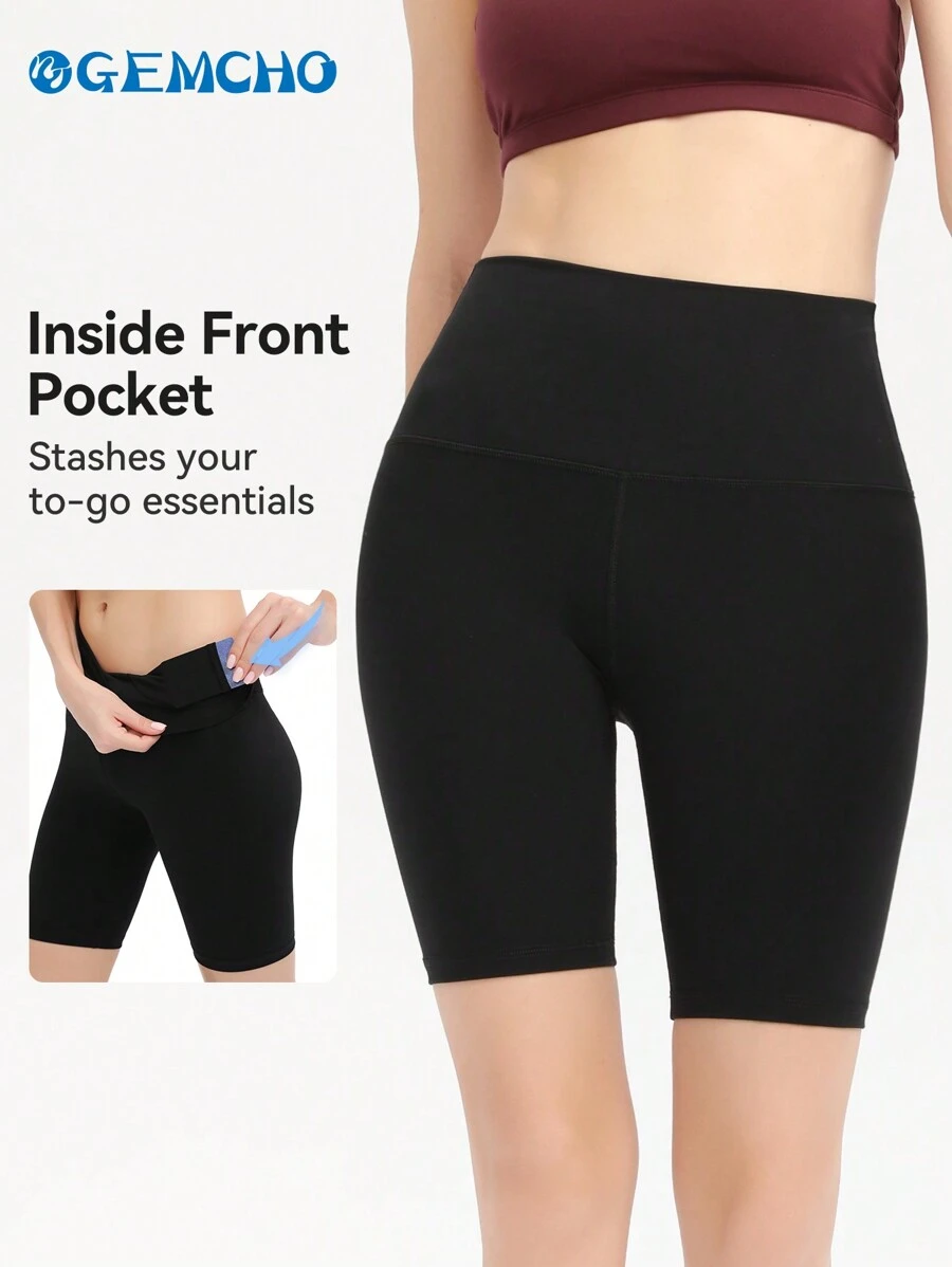 GEMCHO 女士高腰紧身短裤瑜伽、健身、跑步、网球裤骑行短裤春夏