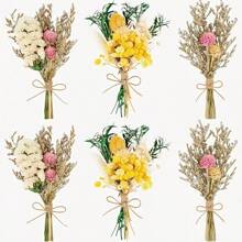 1/6 bouquet de mini fleurs séchées de la chance, petites fleurs séchées, fleurs séchées naturelles pour la décoration de mariage, peuvent être utilisées comme décoration murale, convient pour les décorations de Noël, Saint-Valentin, Fête des Mères