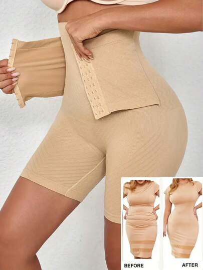 1pc Seamless High Waist Button Closure Tummy Control Panty, Postpartum Shaping Waist Cincher, Slimming Belly Underwear, Autumn/Winter