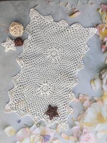 1 pièce de dessous de verre crocheté de 10"x16", fait main, convient pour la décoration intérieure, le salon, la salle à manger, le bureau, la chambre, le bureau. Applicable pour diverses occasions : fêtes, Noël, mariage, Thanksgiving, Nouvel An, Fête des Pères, Fête des Mères, etc. Fabriqué en fibre végétale, doux et agréable pour la peau. - Beige - Voir 2