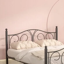 VECELO Double Bed Frame With Headboard And Footboard, Steel Slat Support, Modern Platform Bed, No Box Spring Needed - 黑色 - 查看 6
