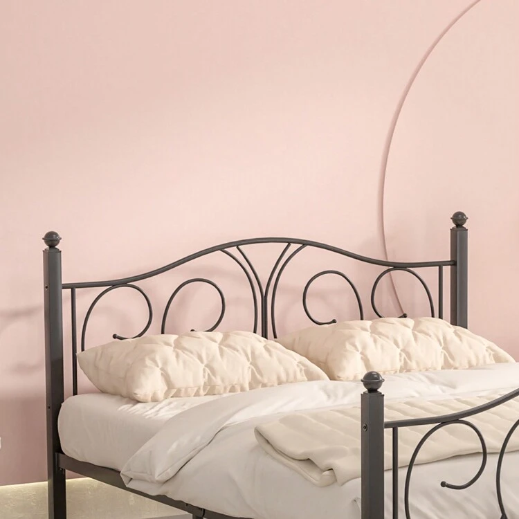 VECELO Double Bed Frame With Headboard And Footboard, Steel Slat Support, Modern Platform Bed, No Box Spring Needed - 黑色 - 查看 6