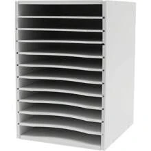 HOHOBLA Vertical Desktop Sorter, 11 Slots Wooden Mail Organizer Vertical File Organizer, Paper Sorter Organizer With 11 Slots Adjustable, Construction Paper Storage Mailbox For Classroom Office, White Back To School - White - View 1