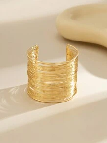 1pc Vintage Punk Style Fashion Metal Gold Round Cuff Bracelet, Women's Minimalist Oversized Exaggerated Bracelet, Women's Daily Decoration, Fashion Outfit Accessory, Party Jewelry Gift