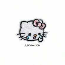 Sanrio 1pc/6pcs Cartoon Hello Kitty Fabric Sticker Embroidery Label Cute Patch For Clothes, Self-Adhesive Waterproof Decal, Suitable For All Kinds Of Clothing. (Random Style)