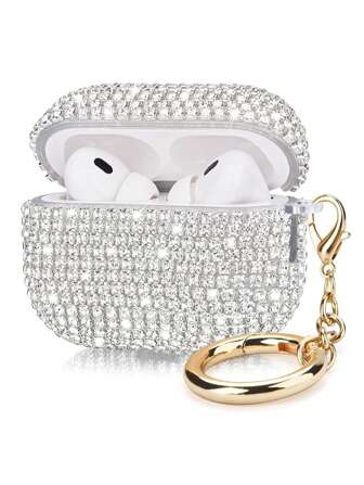 1pc Bling Glitter Star Rhinestone + Gold Lobster Circle Case Compatible With Apple 1/2/3, Rhinestone Decorative Protective Case Compatible With Airpods Pro/Pro 2, New 4th Gen