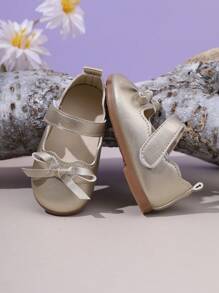 Girls' Fashion Sweet Cute Mary Jane Pumps, Bow Decor, Simple And Comfortable, Lightweight, Suitable For Spring & Summer - Gold - View 2