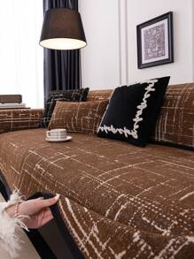 1 件雪尼尔沙发垫，现代简约设计，防尘、防滑、保护沙发、可洗、保暖且防褪色的沙发套，适用于卧室、办公室、客厅、L 形和 1/2/3/4 座沙发