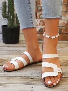 Women's Flat Slippers, Casual & Fashionable, Versatile, Comfortable Indoor/Outdoor Summer Beach Slide Sandals