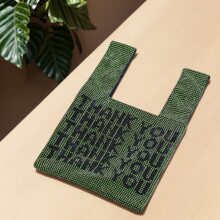 Women Rhinestone Evening Bag Shiny Printed Thankyou Handbag Shoulder Tote Glitter Soft Satchel For Party And Daily Commuting - màu xanh lá - Xem 1