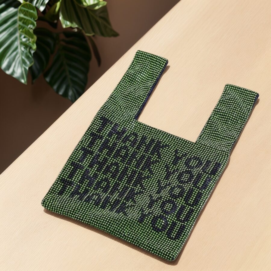 Women Rhinestone Evening Bag Shiny Printed Thankyou Handbag Shoulder Tote Glitter Soft Satchel For Party And Daily Commuting - màu xanh lá - Xem 1