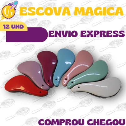 Kit 12- Escovas Mágicas pra cabelo - Anti Frizz - De Desembaraçar Cabelo