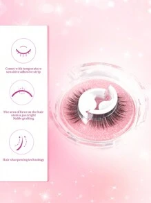 1 Par de Cílios Postiços Completos Leves de 10-13mm, Volumosos e Densos, Fibra Preta Suave, Design Frisado e Abanado, Aplicação Instantânea Sem Cola, Reutilizável com Tiras Adesivas de Reposição, Perfeito para Uso Diário
