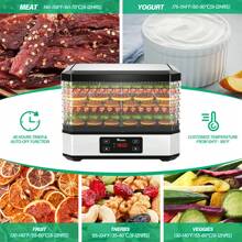 IAGREEA 食品脱水机，电动食品保鲜机，具有强大的干燥能力，数字计时器和温度控制，8 个托盘，用于水果、香草、肉类、肉干、零食、蔬菜、狗零食、酸奶、食谱，350W，厨房电器