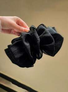 1pc Women's Solid Color Glitter Oversized Tulle Bow Hair Clip Elegant Hairpin, Suitable For Daily Use Hair Claws Claw Clips Hair Clips Hair Jaw Clip Hair Clamps Hair Clutch Hair Catcher Clip, Black Hair Accessories Fall Winter For Vacation Outfits Woman