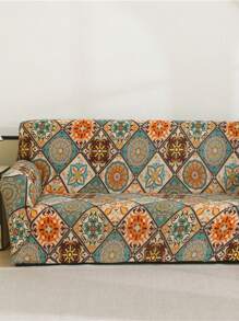 1 Stück Bohemian bedruckter Stretch-Sofahulle aus Milchseide + 1 Stück Kissenbezug (ohne Kissenfüllung), Bohemian Stil, Mode, minimalistisch, weich atmungsaktiv schmutz- und rutschfeste Schutzhülle für Wohnzimmer, Schlafzimmer, Arbeitszimmer