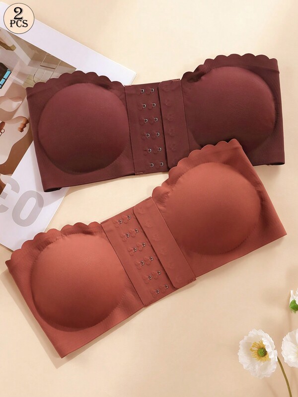 2 Stücke Damen sexy nahtlose, drahtlose Lingerie-Büstenhalter, bequemer nahtloser trägerlloser Bandeau-Lingerie-Büstenhalter, elegantes Damen Lässig Top