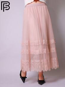 Gonna in tulle con ricamo floreale in morbido filato di rete, per daylie forti, outfit da donna adatto per autunno/inverno