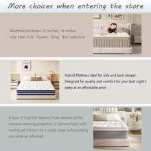 12-Inch King Queen Full Twin Size Mattress,Memory Foam And Innerspring Hybrid Mattresses Bed In A Box,Cama Queen,Medium(Not Too Plush Or Firm) ,10Inch/14Inch Thickness,Euro Top Cooling Technology Edge Support Low Motion Transfer Breathable Construction Pocket Coil CertiPUR-US