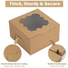 50个装白色/牛皮纸烘焙盒，带透明窗口，纸板礼品盒，适用于糕点、馅饼、纸杯蛋糕，附赠“谢谢”贴纸 - 彩色 - 查看 7