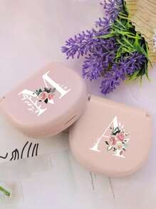 1pc Pink Sewing Tool Box With Pink Floral White Letters A-Z, Perfect Gift For Beginners Sewing: 1 Portable Mini Sewing Set - Foldable, Diy Sewing Supplies And Accessories, Suitable For Travelers And Emergency Clothing Fixators, Mini Needle Box Portable Small Needle Bag Sewing Tool Combination Set Hotel Supplies
