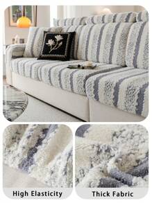 1 件加厚保暖软绒提花防滑沙发座垫套，现代简约风格柔软亲肤宠物防脏弹力沙发套，秋冬季防猫抓沙发套适用于 L 型组合沙发和 1/2/3/4 座沙发 - 灰色 - 查看 8