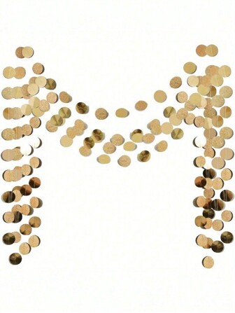 58pcs Golden Champagne Dotted Garland, 157.4-Inch Hanging Cross Hat Tassels For Wedding, Birthday, Graduation, And New Year's Eve Party Decorations