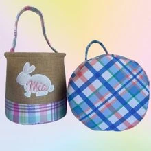 Personalized Easter Basket Custom Embroidered Easter Bunny Egg Basket For Easter Activities - Multicolor - View 4