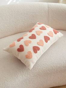 1 pièce Taie d'oreiller décorative beige avec cœur brodé pour la Saint-Valentin, convient pour la décoration intérieure, housse de coussin décorative pour le printemps/été, insert de coussin non inclus - Beige - Voir 10