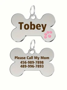 Customized Pet ID Tag With Engraving, Double-Sided Personalized Dog Name And Contact Info Label, Lovely Anti-Lost Dog Tag Cat Tag